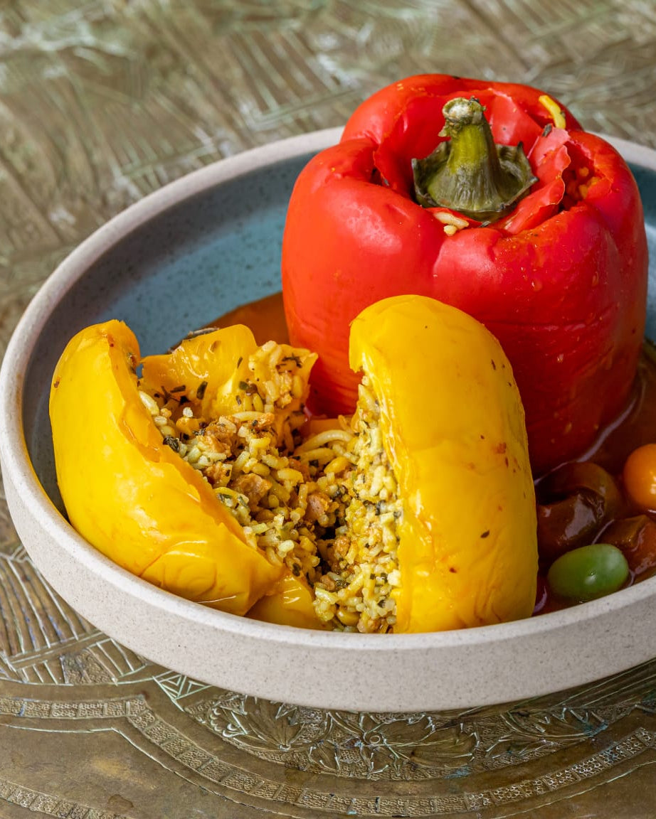 Stuffed Capsicum with Herbed Rice